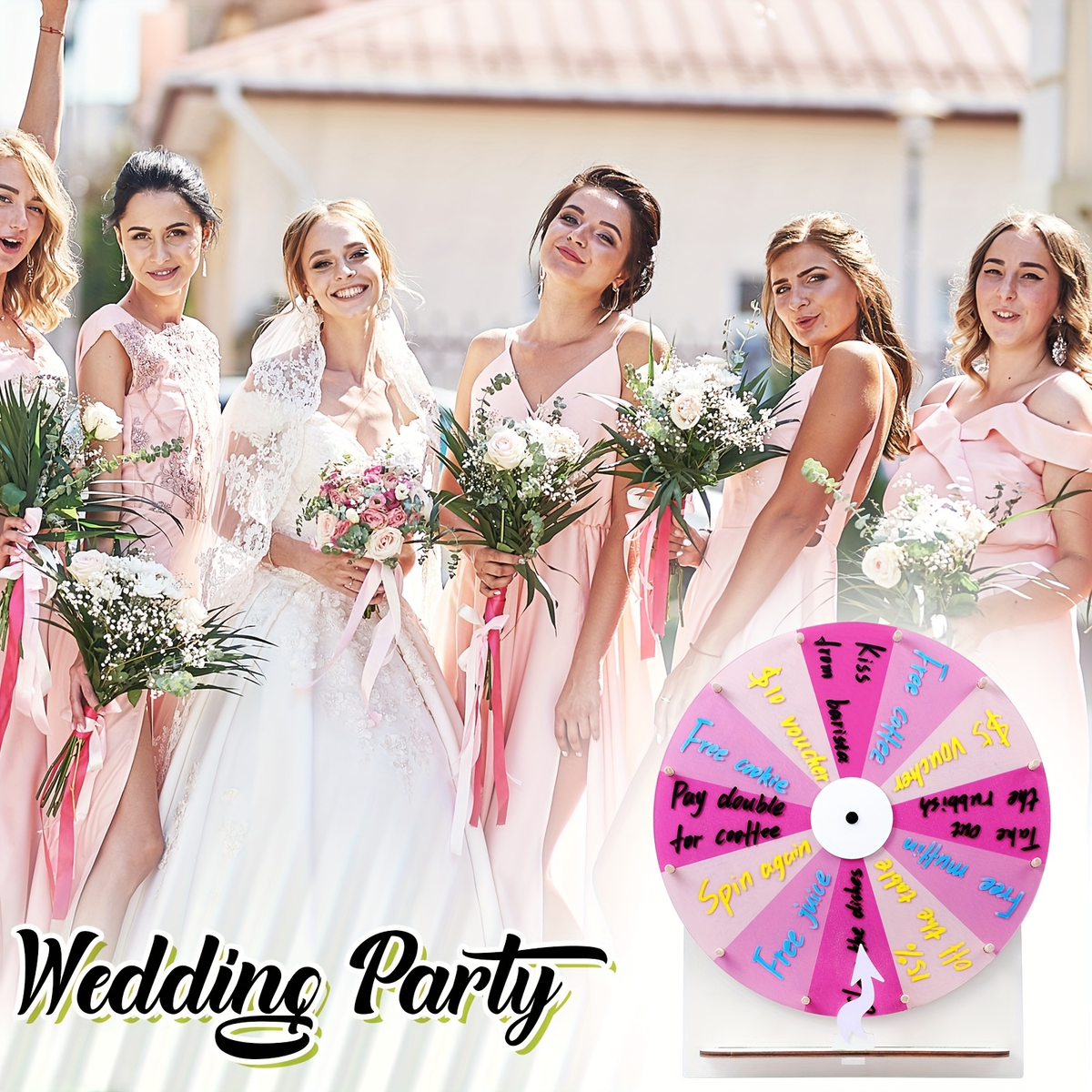 Spinning Prize Wheel 11.4 Inch Erasable Raffle Spin Wheel with Stand Tabletop Roulette Spinner for Wedding Party Family Game Night Classroom Pink for Parties - product image 3
