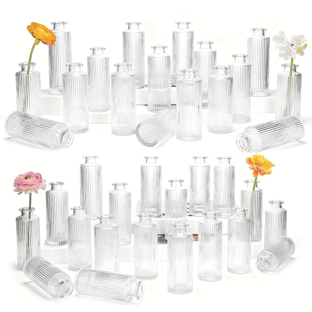 Mini Bud Vases Set - Modern Striped Clear Glass Flower Vases for Wedding Centerpieces, Birthday Party, Anniversary, Home Table Decor, Multiple Sizes 12/24/36 Pcs - product image 16