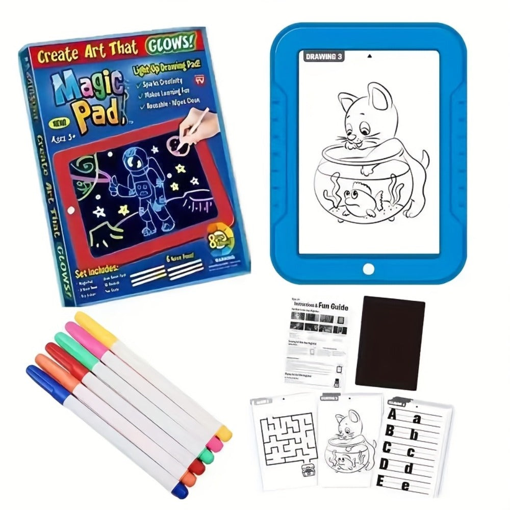 Magic LED Drawing Board for Kids with 15 Double-Sided Tracing Cards & 6 Washable Markers – Perfect Christmas & Birthday Gift – Light Up Luminous Art Board for - product image 7