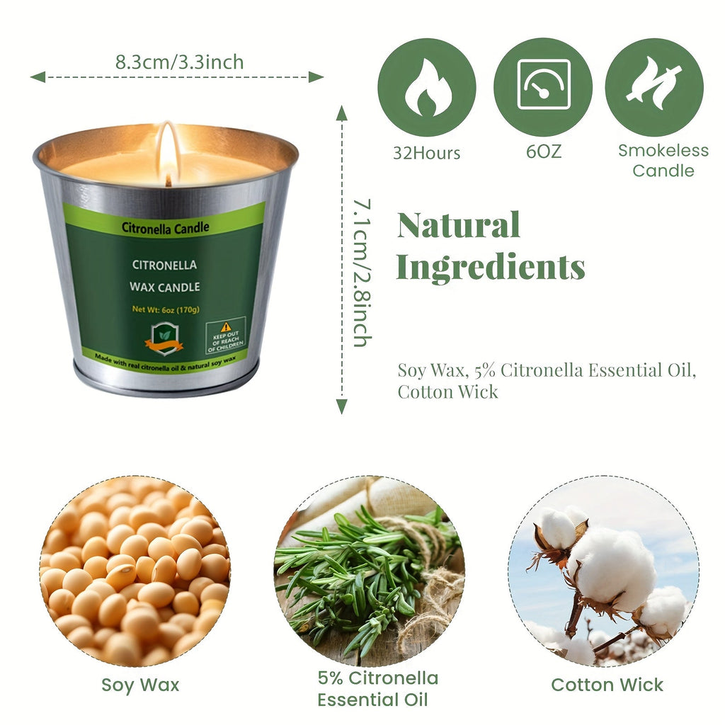 Citronella Candles Set 4 Pack Outdoor Indoor Bug Repellent Candles for Patio BBQ Garden Yard Camping Party Deck Holiday Gift Fall Candles Mosquito Repellent - product image 2