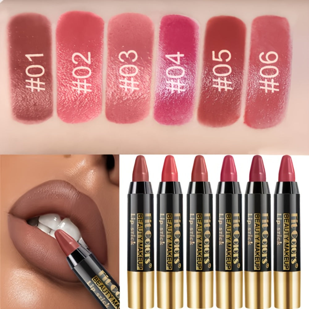 Glossy Crayon Lipstick Set 6 Pack Moisturizing Long-Lasting Nourishing Lip Color – Easy Apply Lip Crayon for Women Girls All Skin Types Versatile Shades Everyday Date Night - product image