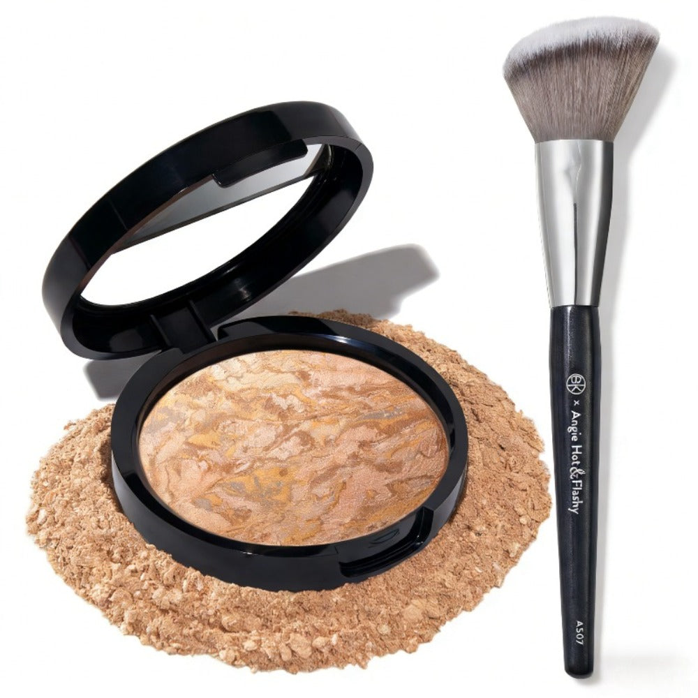 Highlighter Powder and Brush Set 2pcs for Women — Baking Formula High Gloss Illuminating Powder with Blush Brush, Long-Lasting Radiant Glow for All Skin Tones, Travel Makeup Kit - product image