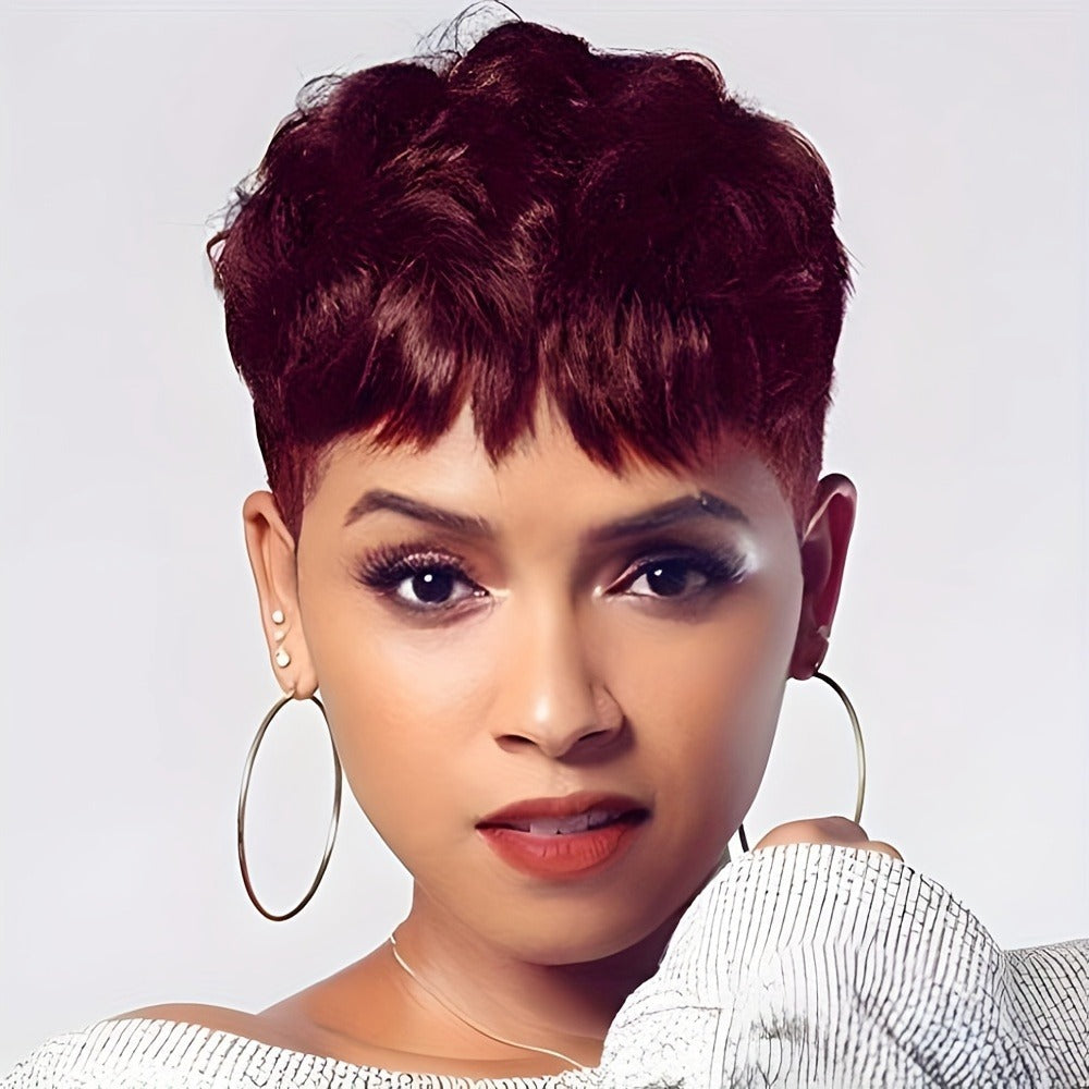Body Wave Pixie Wig 8 Colors Short 4 Inch Synthetic Heat Resistant Rose Net Cap – Black Brown Red Blue Purple Green | Women Daily Wear Party Cosplay Fashion Wig - product image 5