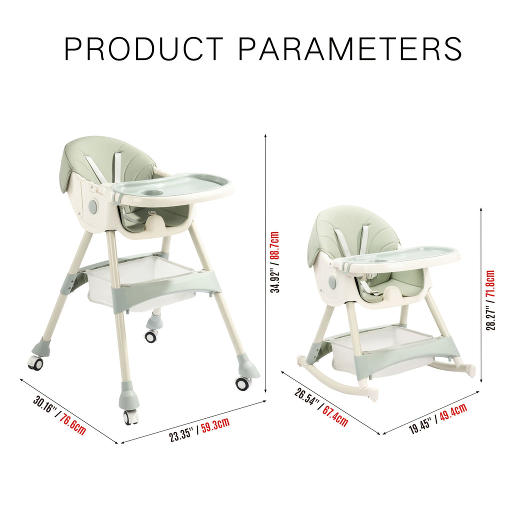 1 Adjustable Children's Dining Chair - Multifunctional, Portable, PU Leather, Blue and White Pattern, 5-point Seat Belt, with Tray Attached, Perfect for Home - product image 2