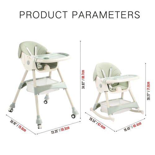 1 Adjustable Children's Dining Chair - Multifunctional, Portable, PU Leather, Blue and White Pattern, 5-point Seat Belt, with Tray Attached, Perfect for Home - product image 2