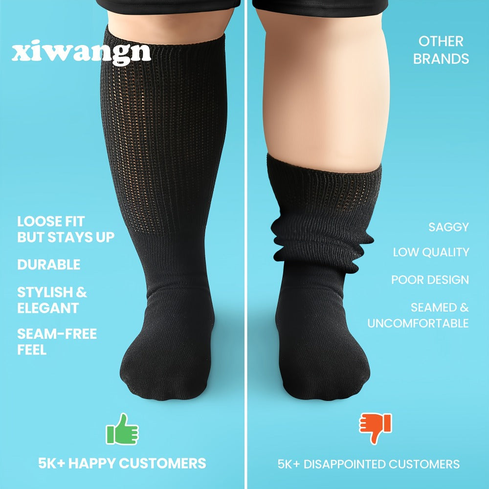 Extra Wide Socks for Swollen Feet 6 Pairs Stretch to 30 Inch Non-Binding Seamless Loose Fit Neuropathy Bariatric Edema Socks for Men Women Plus Size Seniors Multi Color - product image 19
