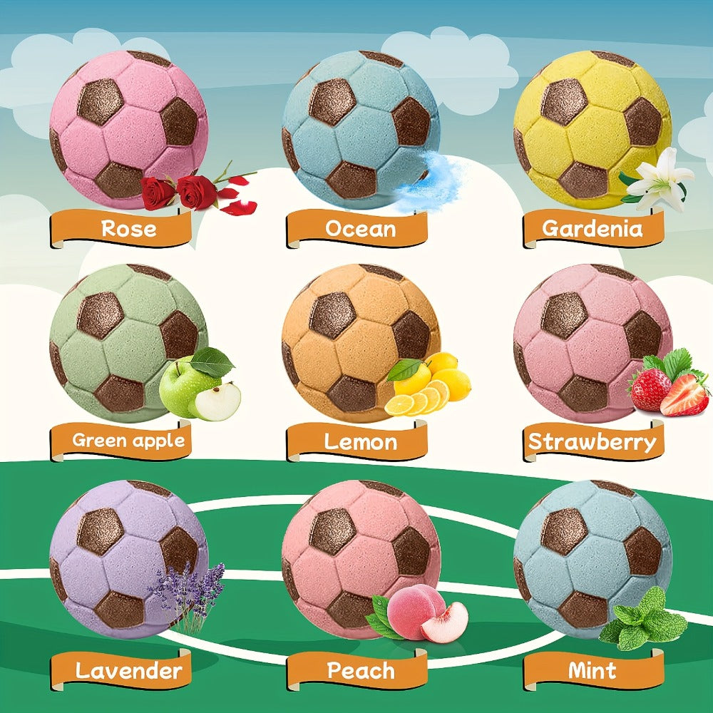 Soccer Ball Bath Bombs Gift Set 9 Pcs with Surprise Toys Inside - Lavender Scent Handmade Fizzy Bath Balls, Fun Spa Gift for Kids Boys Girls Soccer Fans, Birthday & Holiday Party F - product image 3