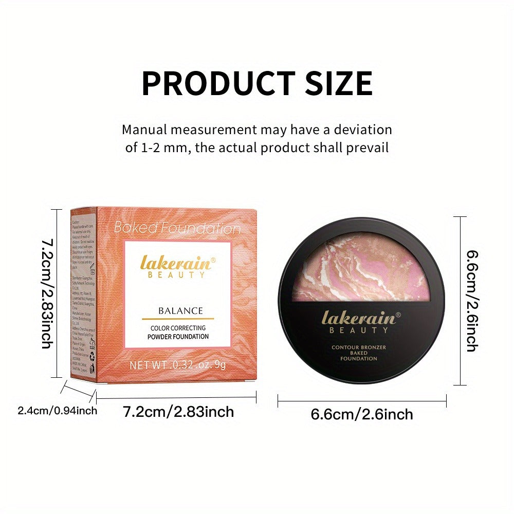 Marble Baked Contour Palette Set 2-Piece Kit with Color Correcting Foundation Powder & Multipurpose Bronzer - Buildable Airbrushed Satin Finish for Tan Medium Skin, Face Sculpting  - product image 5