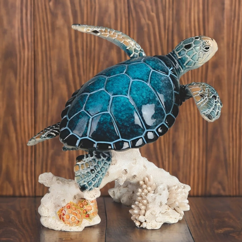 Sea Turtle Figurine Polyresin Home Decor, 4.75" Upward Swimming Turtle Sculpture for Living Room, Bedroom, Office & Bathroom, Unique Collectible Gift for Housewarming, Birthday & H - product image 6