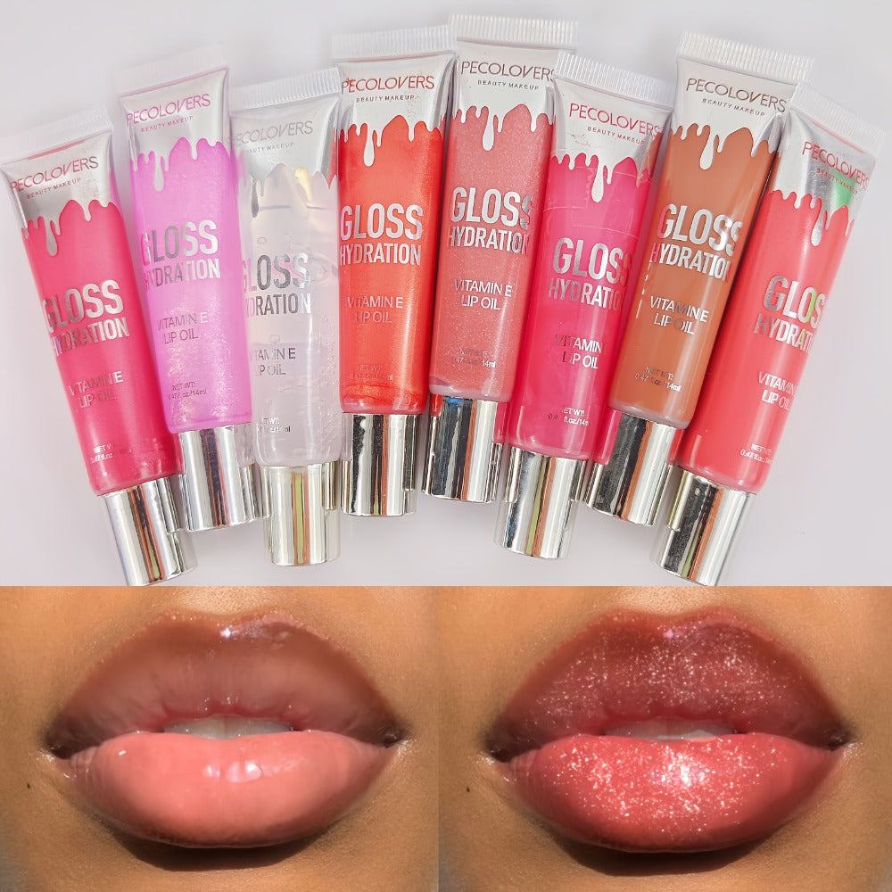 Pearlescent Glitter Lip Gloss Set 8 Pieces with Moisturizing Lip Oil Formula — High Shine Long-Lasting Non-Sticky Multi-Shade Collection for Women Everyday Wear & Glam Looks Gift - product image