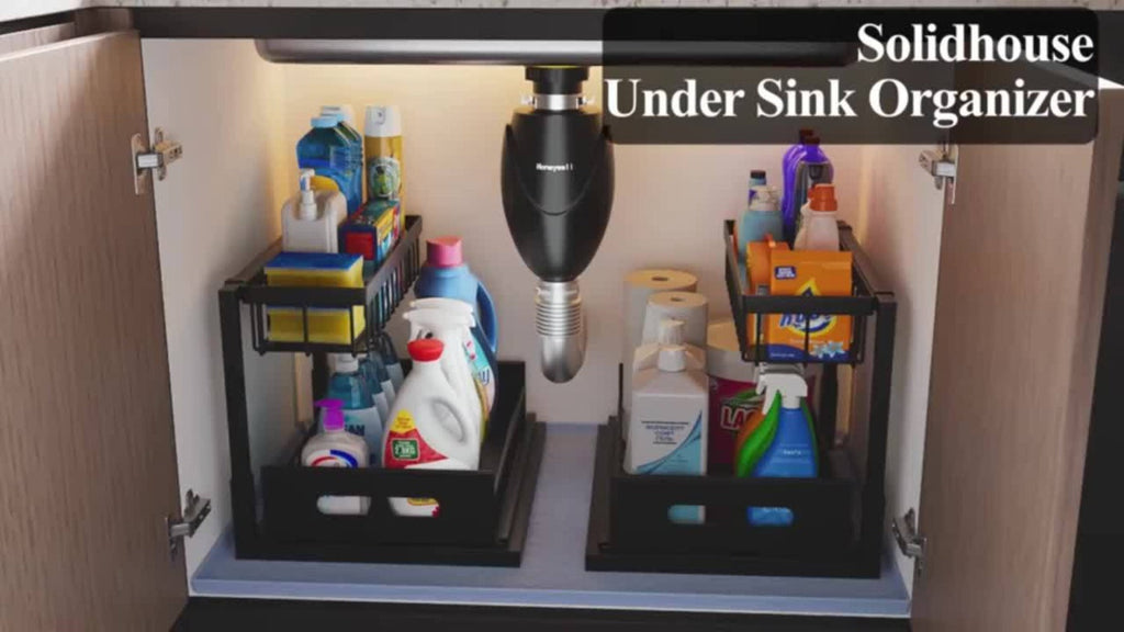 Under Sink Organizer 2-Tier Sliding Cabinet Basket with Hooks – Adjustable Bathroom Kitchen Shelf Storage Rack for Cabinets - product image 10