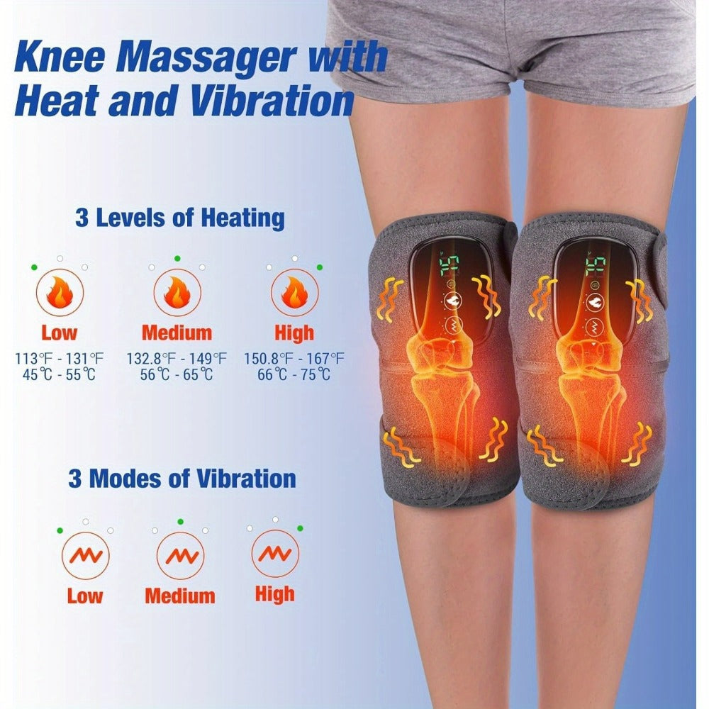 Heating Knee Massager 3-in-1 Wireless Vibrating Knee Brace - Electric Heating Pad with Vibration Massage for Knee, Shoulder & Elbow Pain Relief, Universal Fit, Gray - product image 10