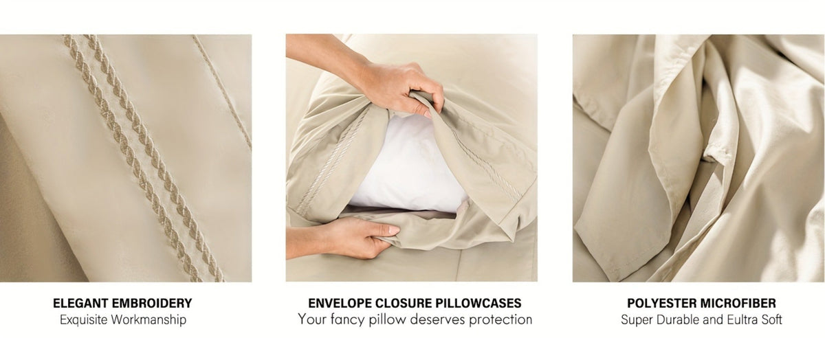 Bed Sheet Set Deep Pocket Soft Microfiber - Fitted Sheet Flat Sheet & Pillowcases Twin Full Queen King - Cooling Breathable Fade Resistant Sheets for Daily Use Dorms Guest Rooms - product image 26