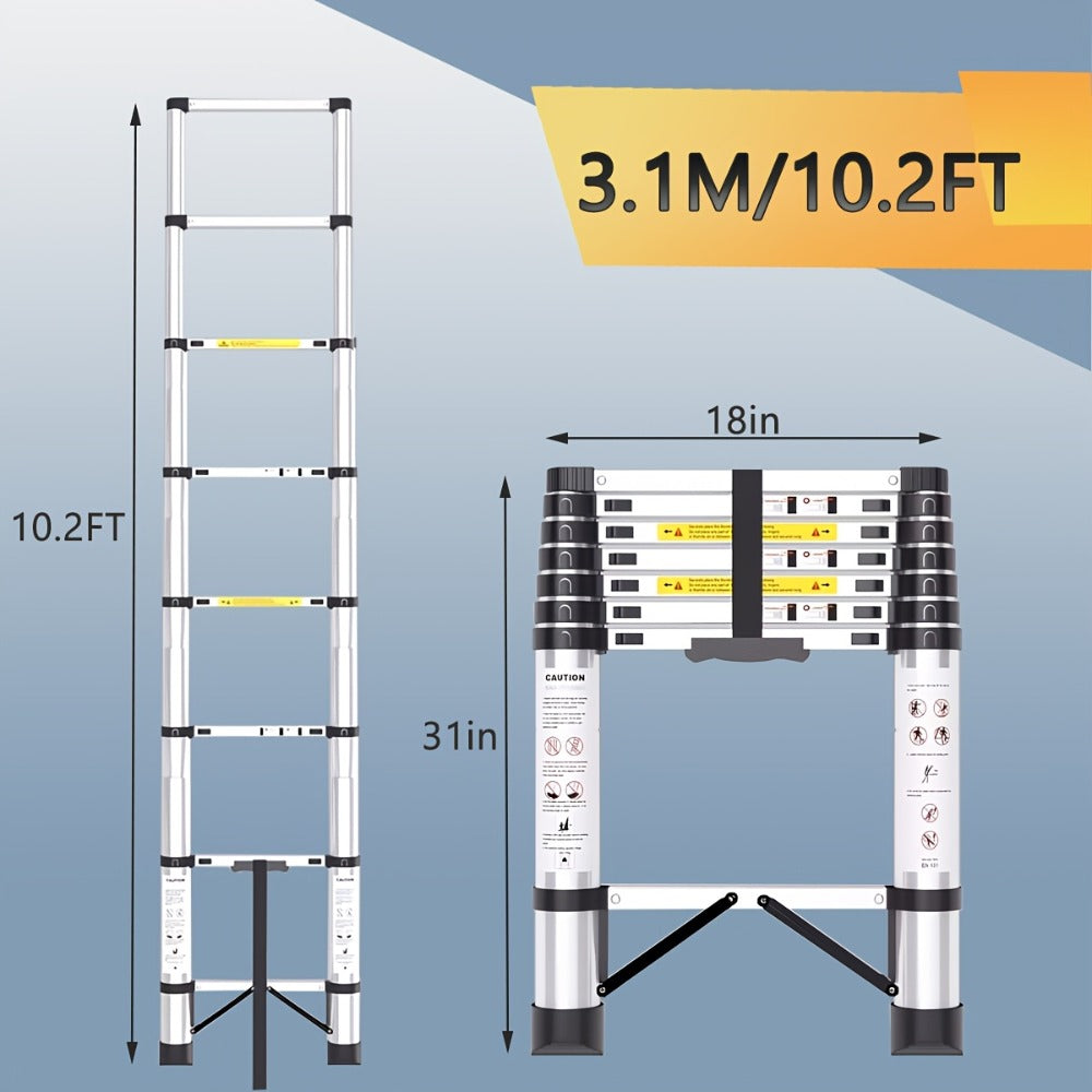 Telescoping Extension Ladder Aluminum Heavy Duty 330 LBS – 6.5 / 8.5 / 10.5 / 12.5 FT Folding Telescopic Ladder, Easy Store, Multi-Purpose for Roof Repair, Painting, Gutter Cleanin - product image 4