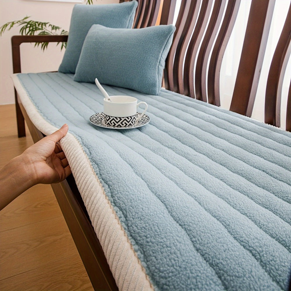 Plush Sofa Cover Bohemian Style Thickened Short Plush Non-Slip Machine Washable Pet Friendly Sofa Slipcover for Living Room Bedroom Office - Armrest Pad to 4 Seater - product image 38