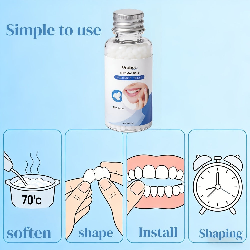 Temporary False Tooth Kit DIY Cosmetic Dental Repair Moldable Thermoplastic Realistic Fit for Missing Broken Chipped Teeth Secure for Eating Daily Wear Men Women Elderly 30g - product image 7