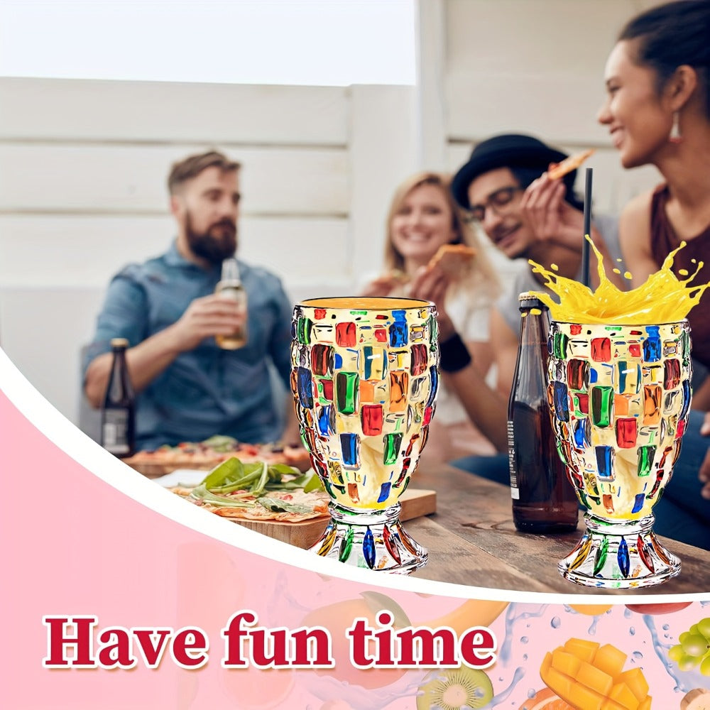 Colorful Geometric Rim Drinking Glasses Set – Shatterproof Wine Glasses for Champagne, Iced Tea & Cocktails – Dishwasher Safe – Perfect Gift for Christmas, Valentine's Day & Partie - product image 8
