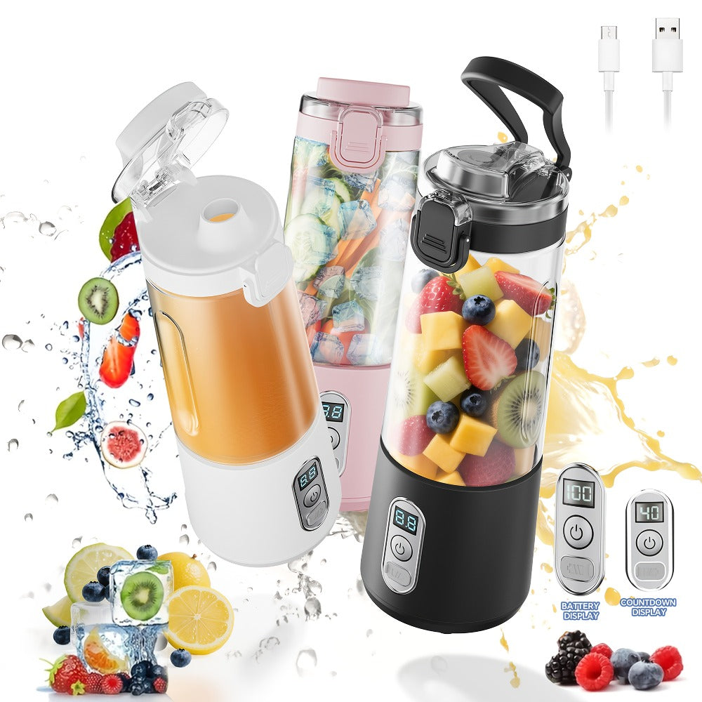 Portable Smoothie Blender USB-C Fast Charge 6-Blade Stainless Steel – Digital Timer Battery Display High-Speed Ice Crush No-Spill Lid | Protein Shake Gym Travel Blender in Black Pi - product image 16