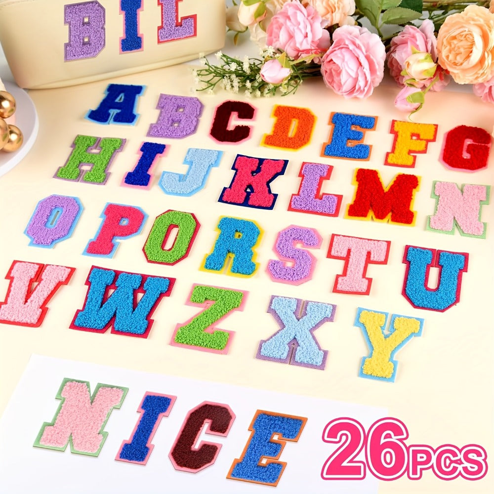 Embroidered Alphabet Applique Stickers for Clothes Bags Hats Phone Cases, DIY Craft Personalized Patch Set Gift for Teens & Kids – Chenille Letter Patches Self - product image 2
