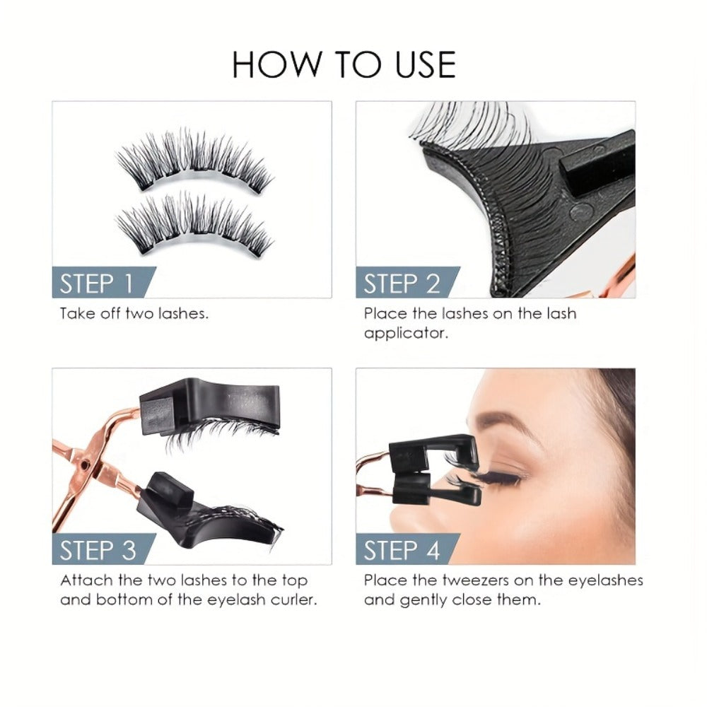 8 Pairs Magnetic Lash Kit with Applicator Clips — 3D Double Magnetic False Eyelashes Set, Waterproof No Glue Reusable Natural Look Lashes for Women Daily Wear & Special Occasions - product image 8