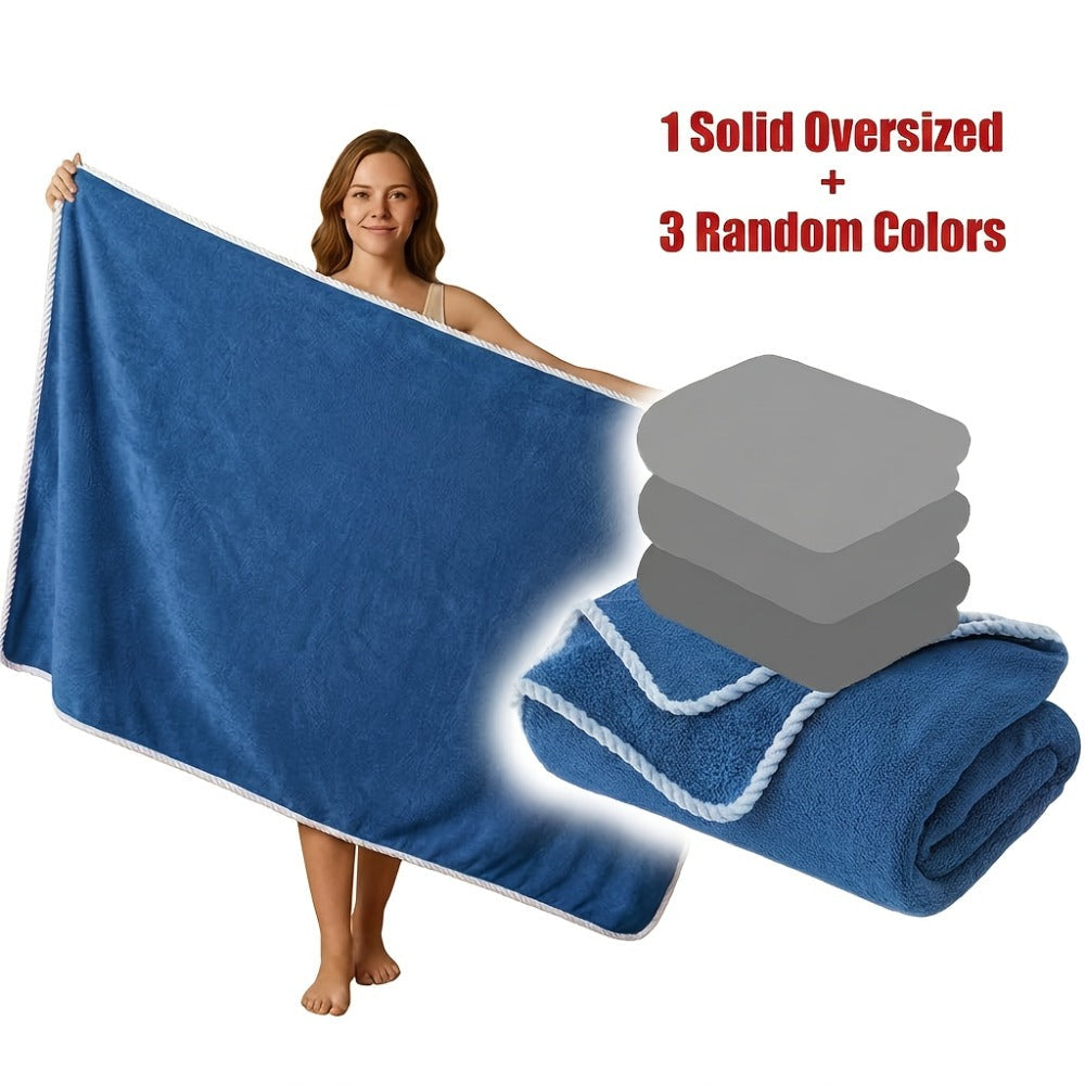 Extra Large Bath Towel Set 4 Piece for Women - 300GSM Ultra Soft Quick Dry Absorbent Solid Color Hand Towels | Orange Green Blue Purple Pink | Spa Yoga Fitness Gym Bathroom Gift - product image 10