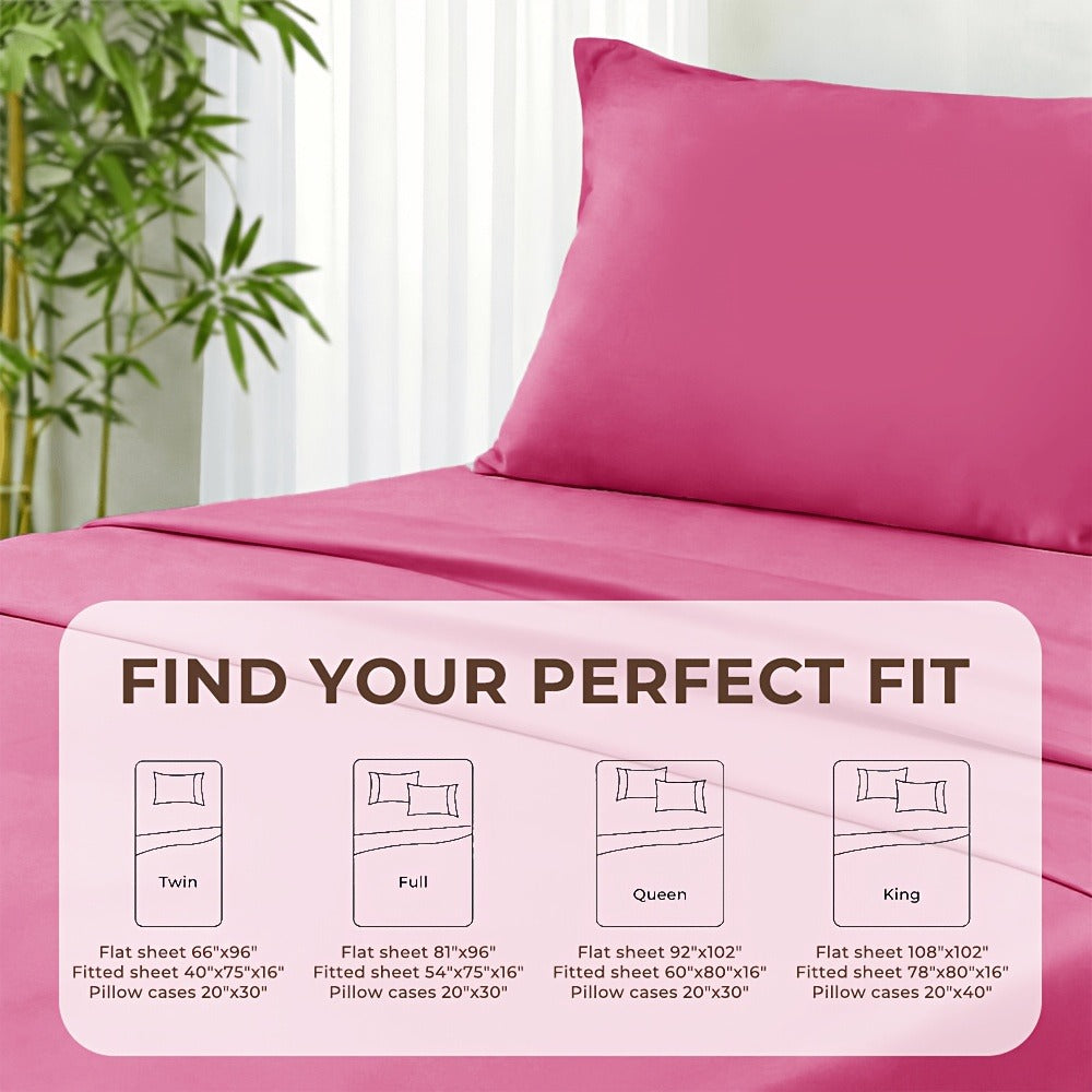 Cooling Bed Sheet Set 4 Piece Bamboo Rayon Deep Pocket Twin Full Queen King Extra Soft Wrinkle Fade Stain Resistant Hotel Luxury Pillowcase Bedroom Decor - product image 8
