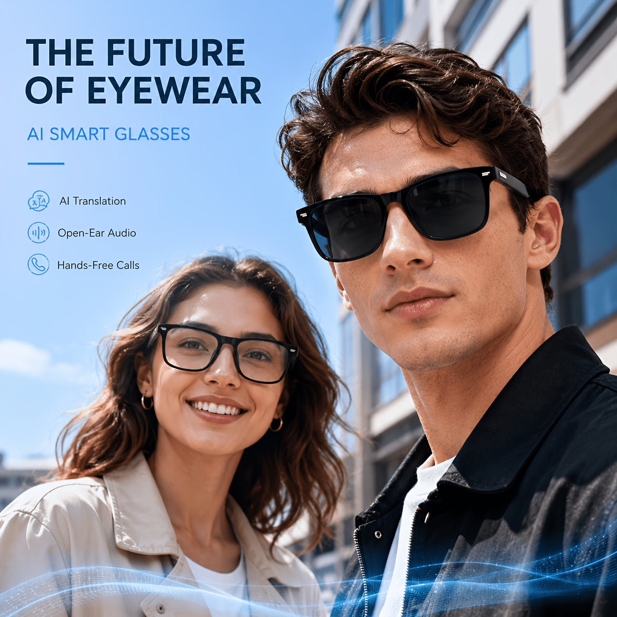 2026 AI Smart Translation Glasses, 160+ Languages Real-Time & Video Translation, Photochromic Blue-Light Lenses, Open-Ear Audio, Touch Control, Hands-Free Calls & Music