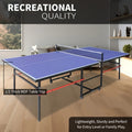 Regulation Size Table Tennis Table, Fold-Up Design with 4 Wheels for Easy Storage, Indoor Outdoor Use, Blue | Collapsible Ping Pong Table 8ft with Net, 2 - product image
