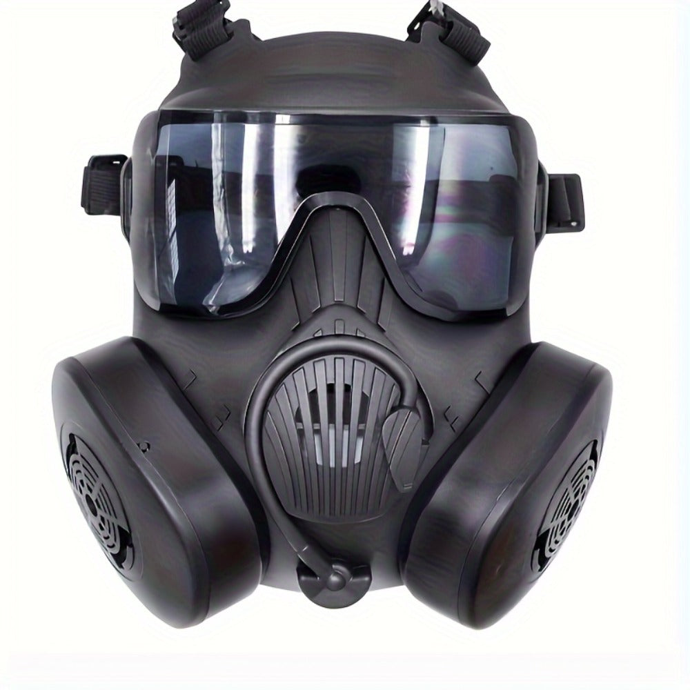 Military Face Mask for Men Halloween Cosplay Role Play CS Simulation Outdoor Camping Movie Stage Props Cool Dress Up Black Tri-Color | Tactical CS Costume Prop Mask Plastic Airsoft Style