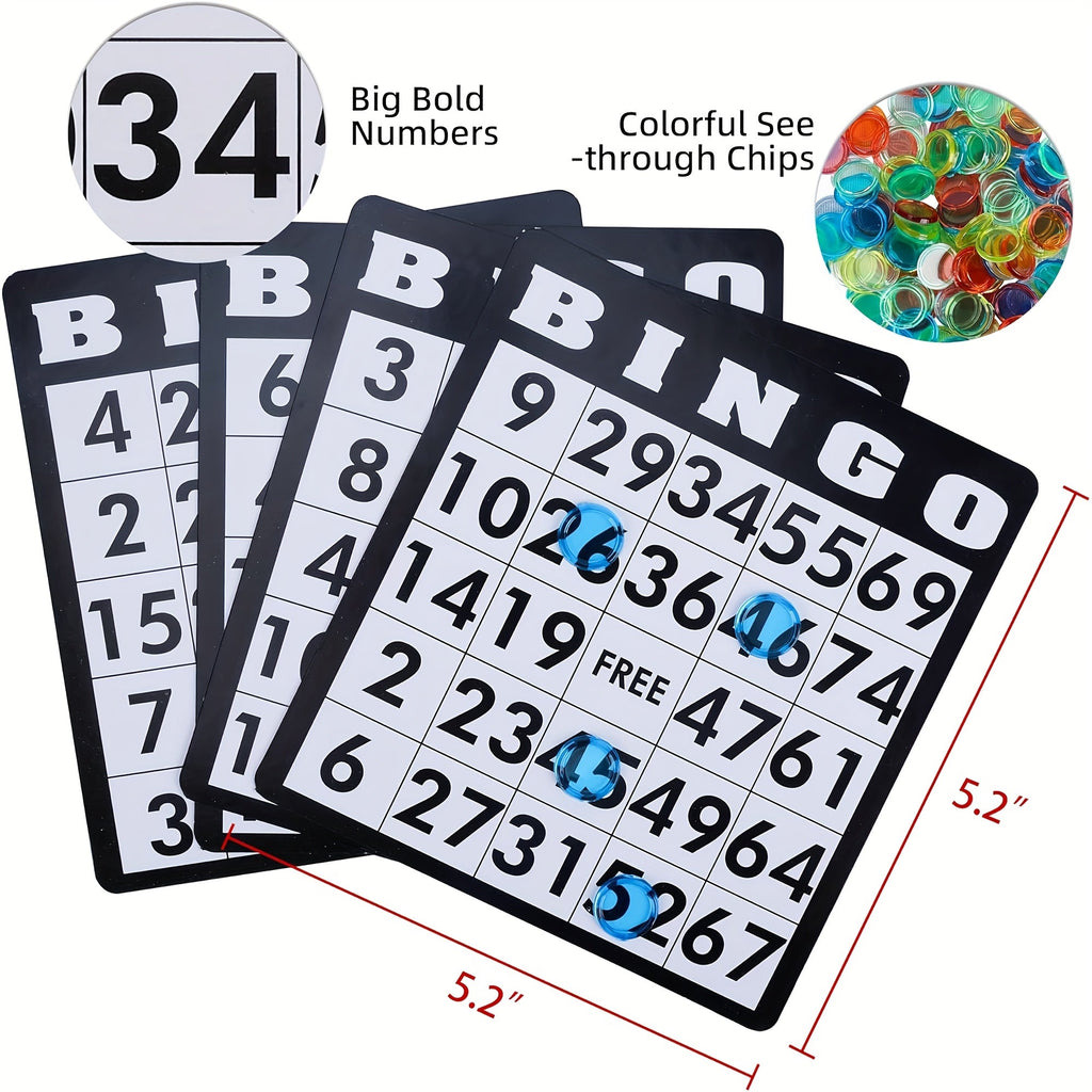 Deluxe Bingo Game Set with Stainless Steel Metal Cage – Includes Bingo Balls Cards & Colorful Chips – Classic Family Board Game for Game Nights Parties and Large Groups