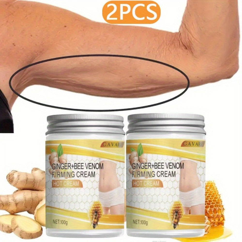 Body Firming Cream for Women - Ginger & Bee Venom Tightening Lotion with Glycerin, Aloe Vera & Vitamin E, Targets Abdomen Arms Legs Waist, All Skin Types, 2-Pack 3.52oz - product image