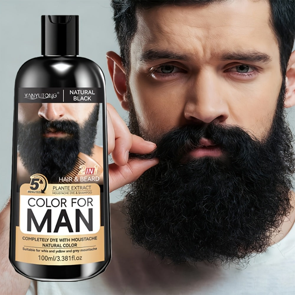 Gray Beard Dye Shampoo for Men 2-in-1 Semi-Permanent Natural Sulfate-Free Formula — Colors & Conditions in One Step, Fast Gray Coverage for Beard Sideburns & Hair, Black Brown Ches - product image 9