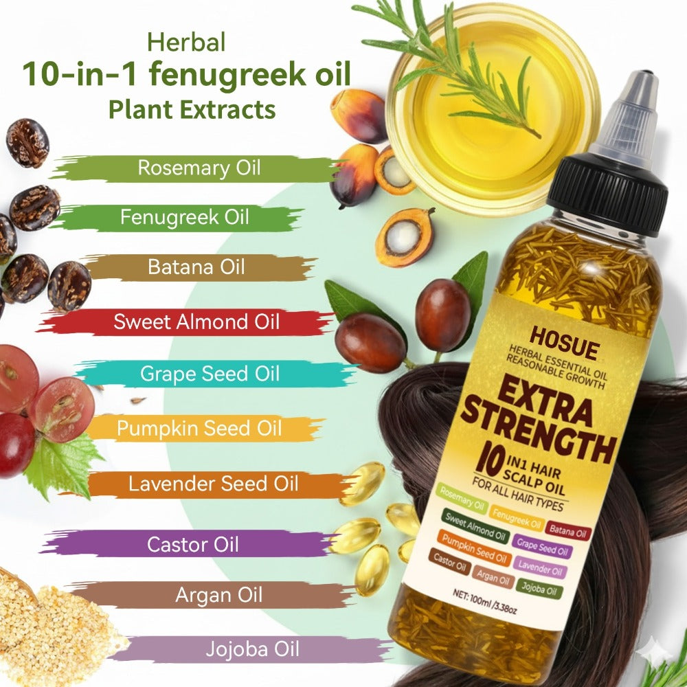 Hair Growth Oil 10-in-1 Botanical Herbal Blend Batana Rosemary Fenugreek Castor Red Onion Ginseng Turmeric Pumpkin Seed Nourishes Strengthens Shines All Hair Types 3.38oz - product image 12