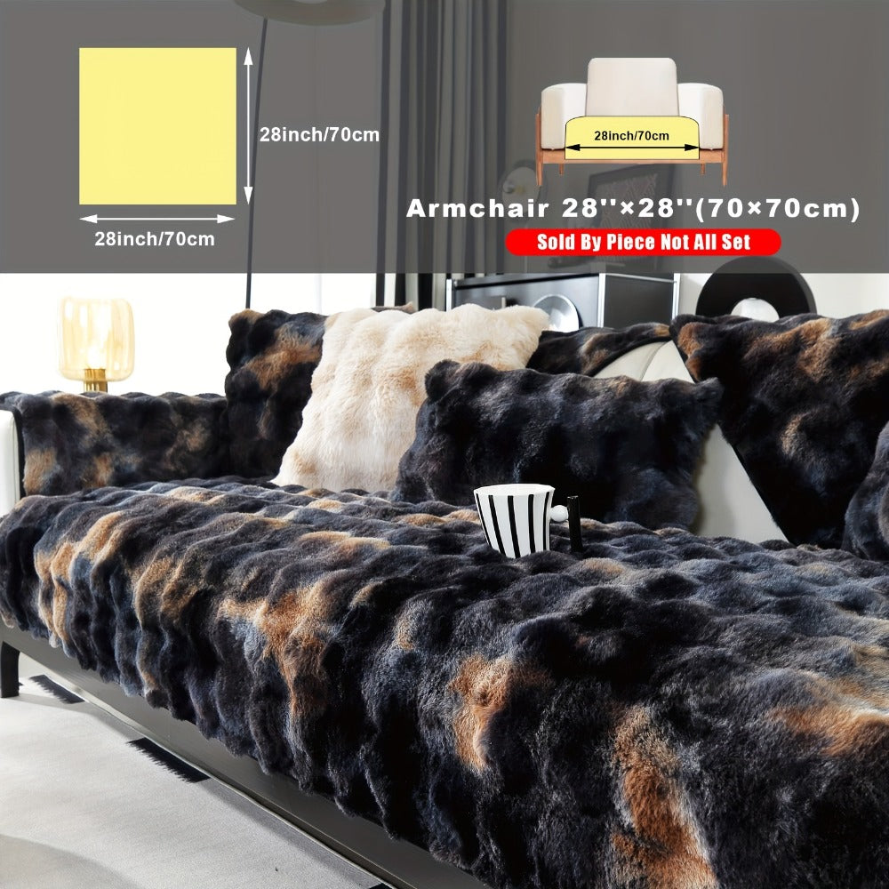 Plush Sofa Cover Faux Lamb Thick Fluffy Couch Slipcover Pet Friendly Machine Washable Gradient Color Polyester Furniture Protector for Armchair Single Double Triple Sofa Living Roo - product image 40
