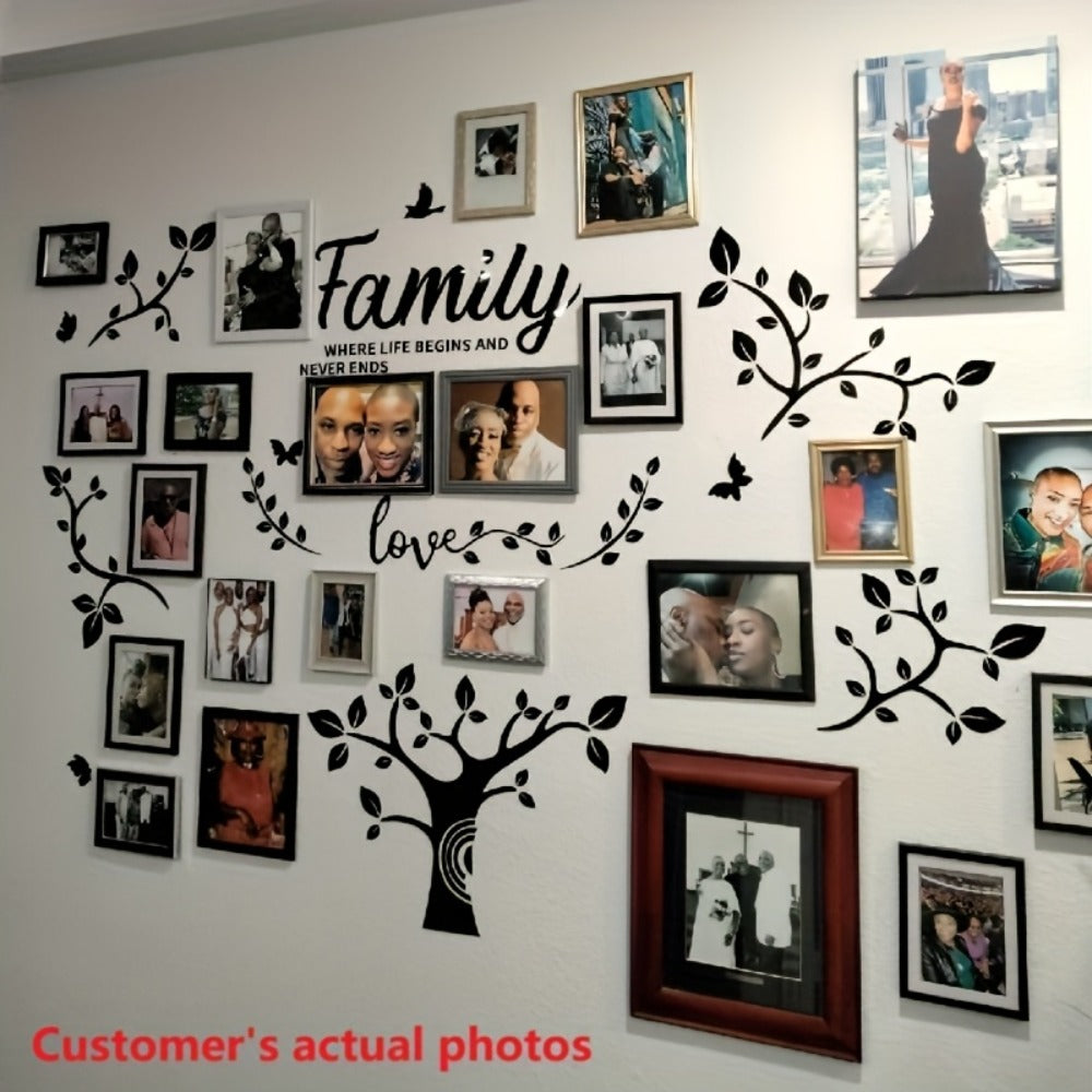 Family Tree Wall Sticker 3D Acrylic Photo Frame Collage – Removable Leaf-Shaped Picture Display with "Family" & "Love" Text, Peel & Stick Living Room Wall Decor, 81.5 x 57.48 Inche - product image 9