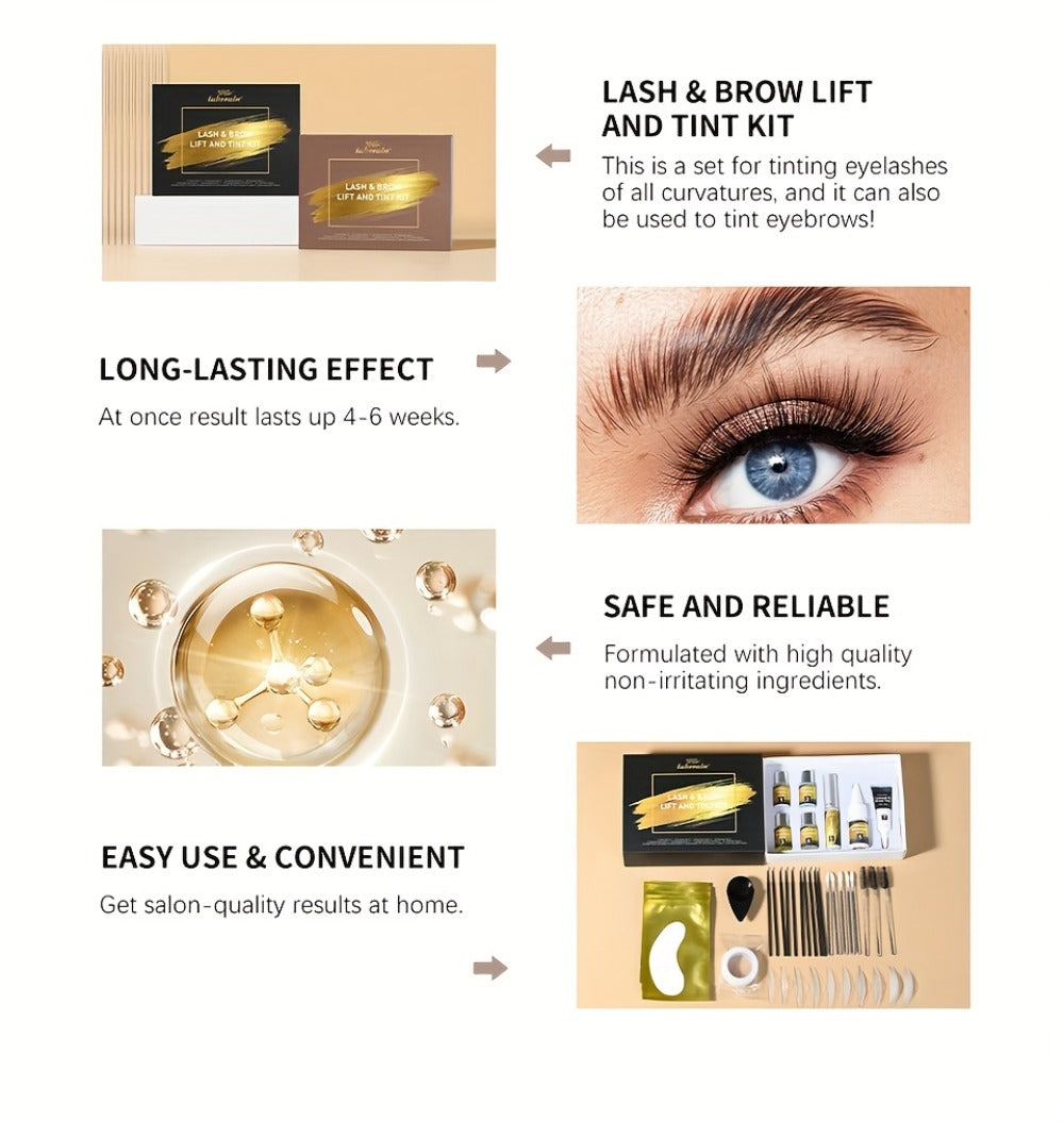 Lash Lift Kit & Brow Lamination Tint Set — 2-in-1 Eyelash Perm & Eyebrow Lamination with Black Brown Tint Dye, 4-6 Week Long-Lasting Results, DIY Home or Salon Use, Complete Beauty - product image 18