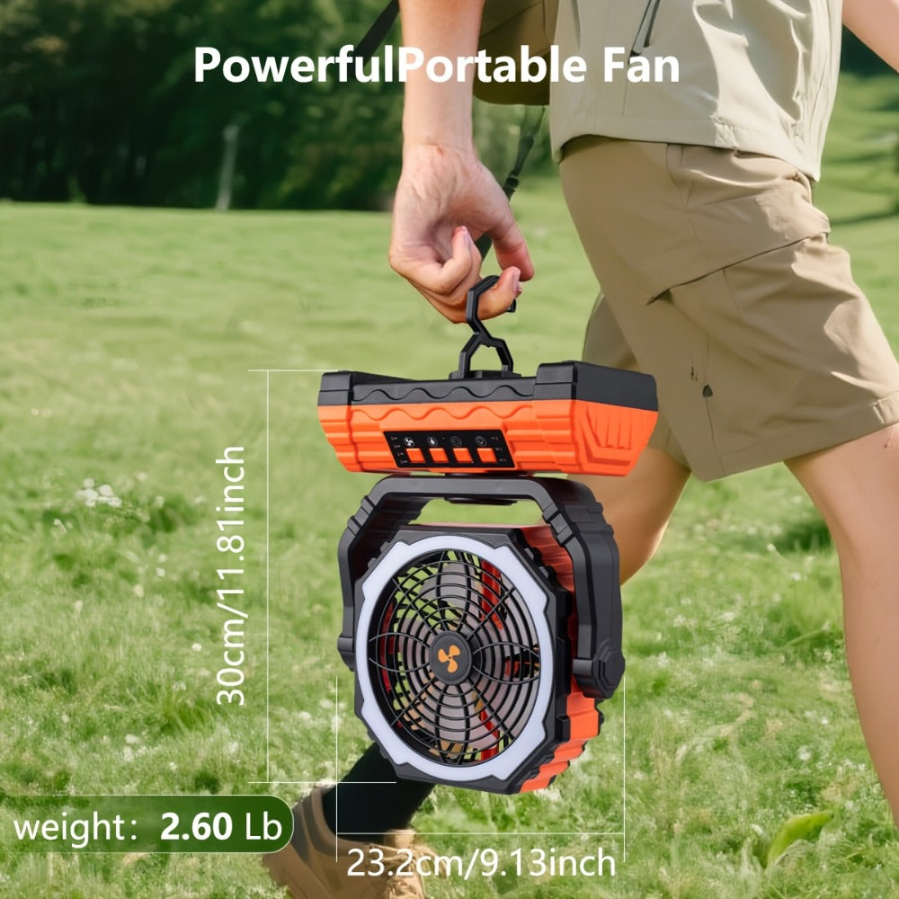 Camping Fan 20000mAh Battery Powered with 4 LED Lantern - Dual Motor 4-Speed Portable Outdoor Fan with Hook & Remote Control | Desktop Fan for Tent, Power Outage & Construction Sit - product image 10