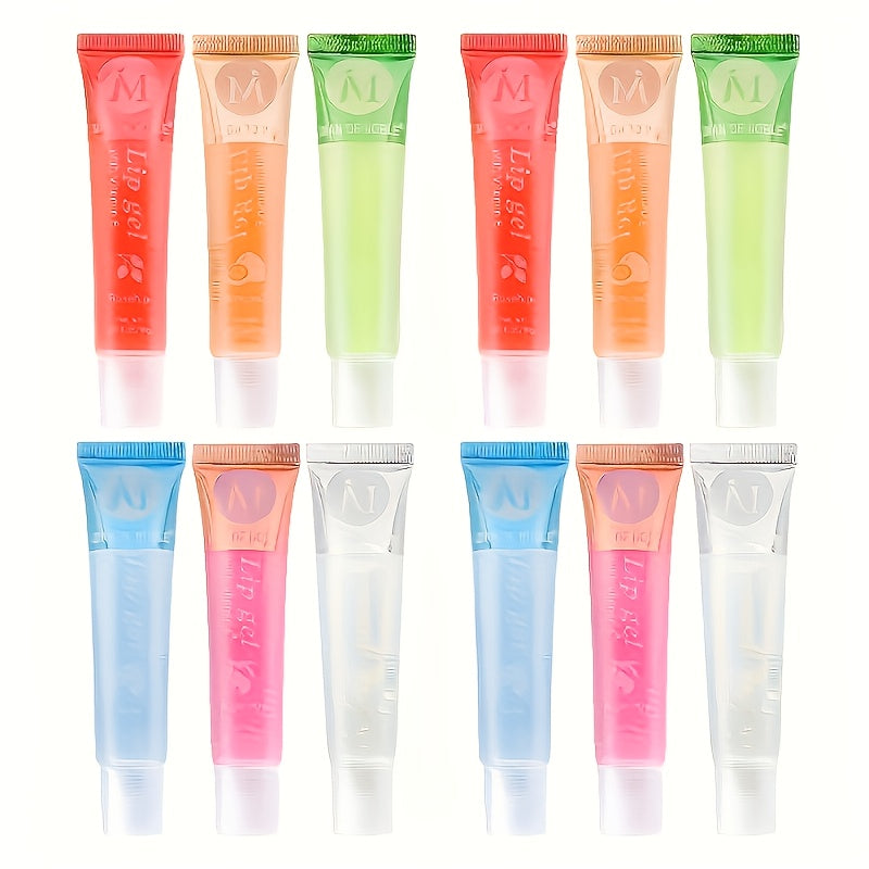 Lip Oil Set 12 Piece Moisturizing Clear Lip Gloss Plant Squalene Plumping Hydrating with VE Rosehip Argan Mint Aloe Coconut Flavors Transparent Glossy Lip Care Gift for Women - product image 9