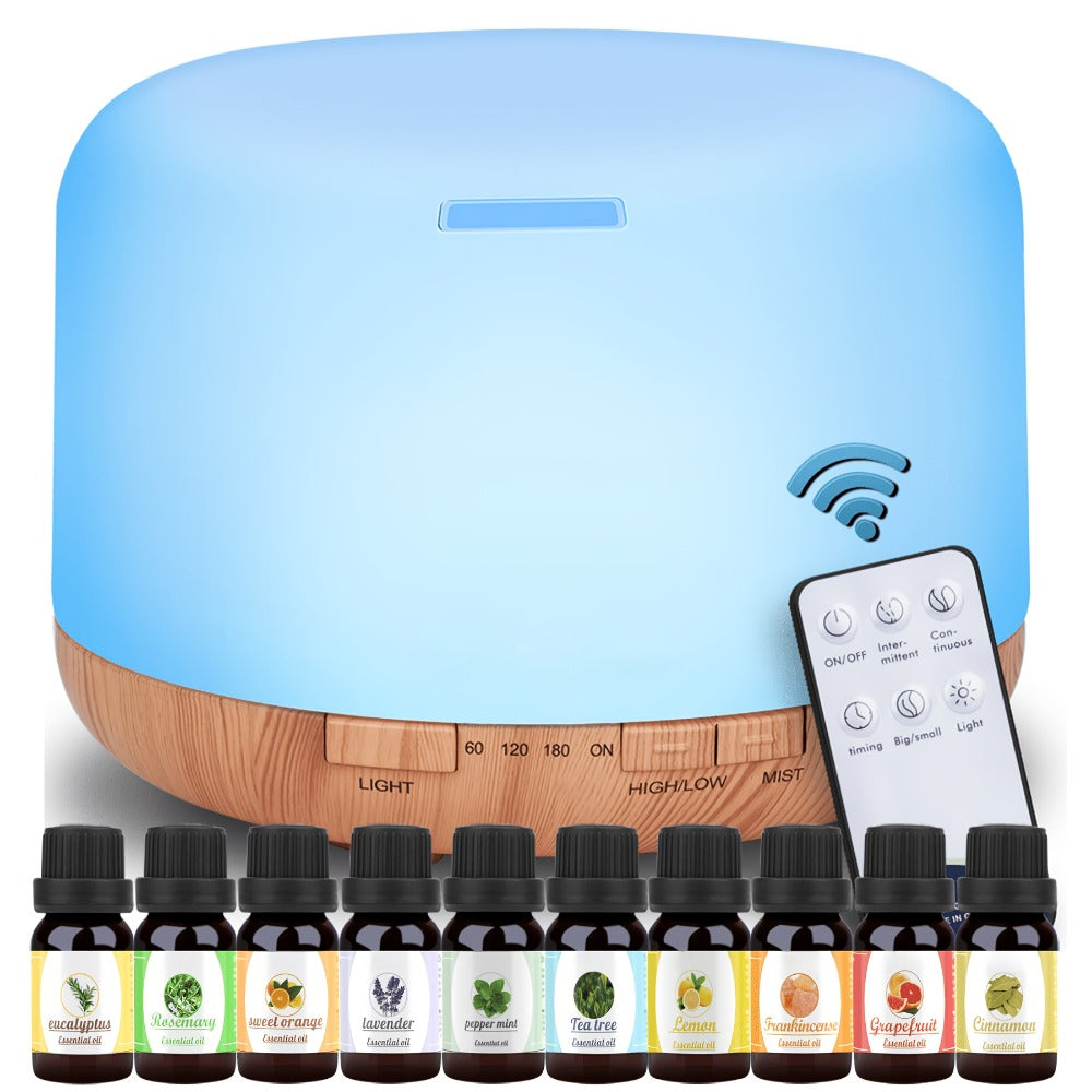 Essential Oil Diffuser 500ml with 10 Essential Oils 7 Color LED Aromatherapy Diffuser Humidifier Remote Control 4 Timer Settings Auto Shut-Off Ultra-Quiet for Home Office Bedroom L - product image 2
