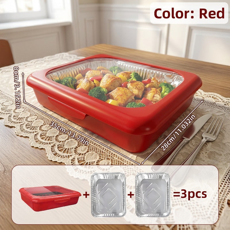 Aluminum Foil Insulated Food Tray Set 2-in-1 Reusable Stand with 2 Disposable Foil Trays for Potluck Picnic BBQ Party Outdoor Gatherings Thanksgiving Christmas - 1 Tray + 2 Foil Tr - product image 27