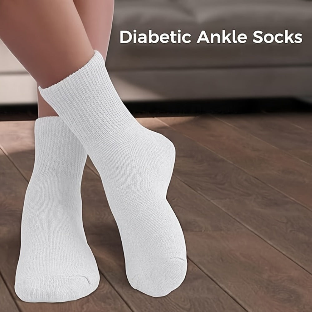 Diabetic Socks 12 Pairs Non Binding Low Cut Cushioned Seamless Loose Fit Ankle Socks for Men Women Edema Neuropathy Wide Toe Box White Black Brown Grey Khaki Navy - product image 6