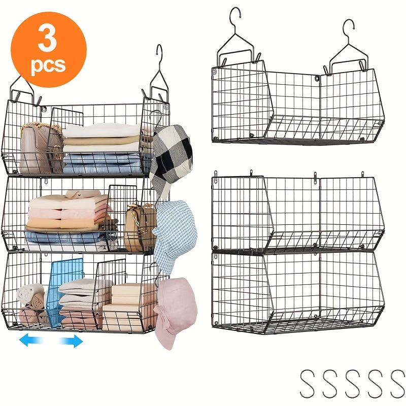Hanging Laundry Basket Organizer 3pcs - Foldable Laundry Bag with 360° Rotating Hook for Washing Machine & Drying Rack, Space Saving Metal Mesh Laundry Hamper for Bathroom, Laundry - product image 12