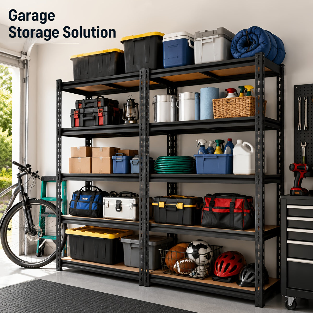 72"H Garage Shelving Unit Heavy Duty 5-Tier Adjustable Metal Storage Rack, 35.5" Or 71" Wide Utility Storage Shelves, Tool Organizer for Garage, Basement - product image 9