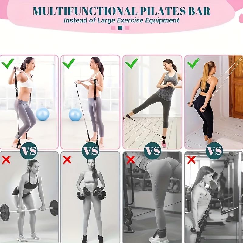 150LB Bands, Ankle Straps & Drawstring Bag, Travel-friendly Home Gym Fitness Set for Full Body Workout for Men & Women | Resistance Band Pilates Bar Kit 8-Piece - product image 13