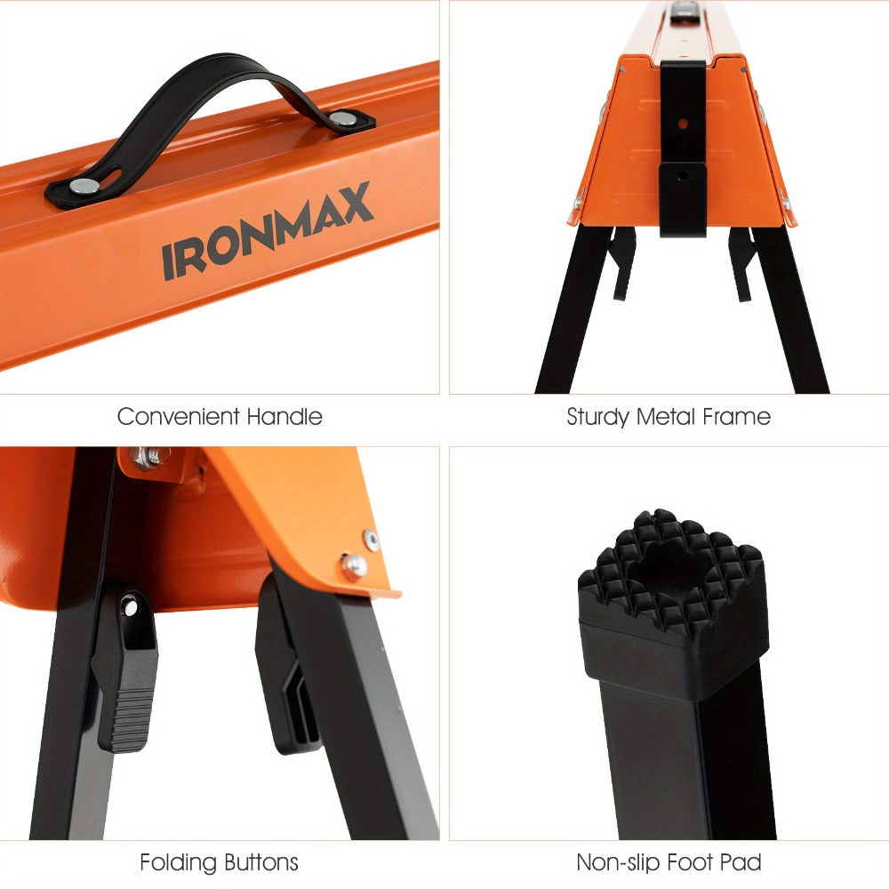 IRONMAX Folding Sawhorse 2 Pack Heavy Duty 1322 lbs Capacity Portable Collapsible Work Support Horses with Metal Frame Anti-Slip Pads - product image 9