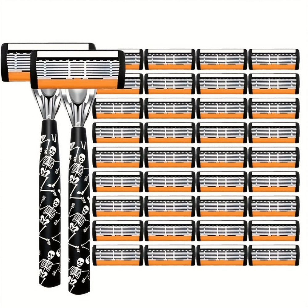 Safety Razor for Men 7-Layer Progressive Blades — Non-Slip Stainless Steel Handle Classic Double Edge Razor for Beard & Mustache Grooming, 1 or 2 Handle + 15–36 Blade Pack Options - product image 21