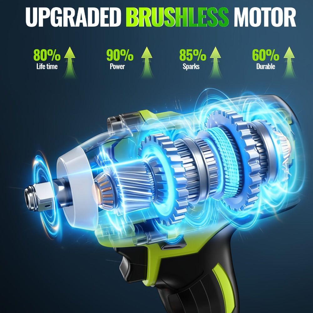Cordless Impact Wrench Brushless Motor 3-in-1 High Torque – Rechargeable Battery, Lightweight Design, Variable Speed, for Car Repair, Auto Mechanic, Construction, Workshop & Househ - product image 6