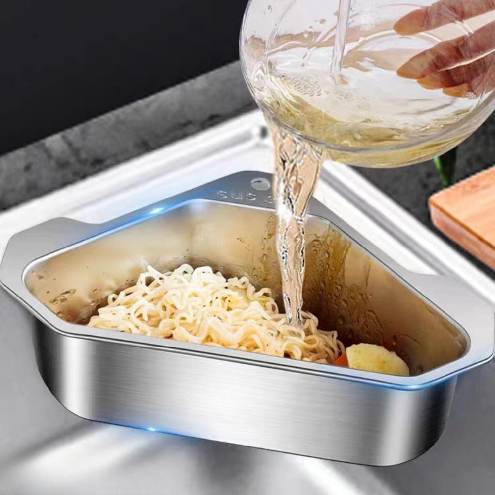 Kitchen Drain Strainer Basket 304 Stainless Steel Triangular Corner Sink Filter – Food Scrap & Leftover Catcher for Kitchen Sink & Wash Basin, Rust-Proof Easy Clean Drain Basket Si - product image 2