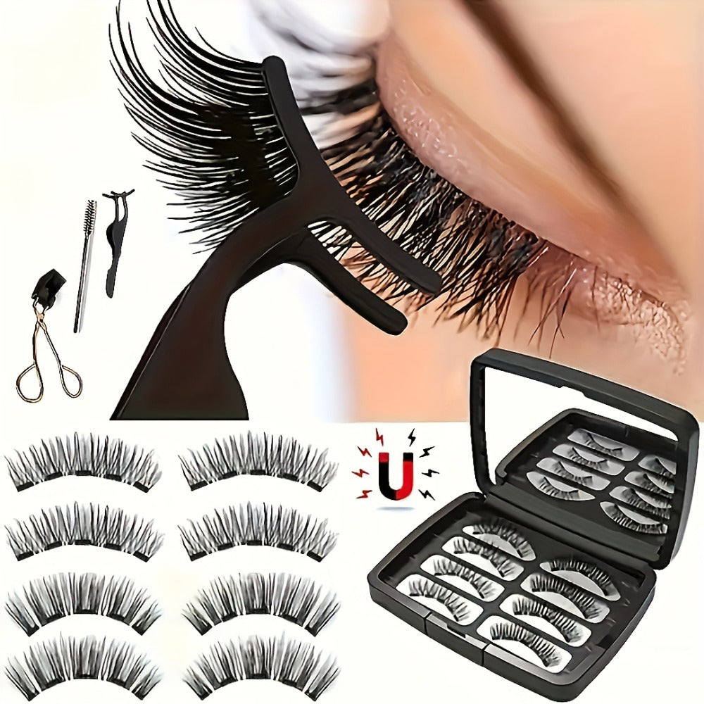 Reusable Magnetic False Lashes 8Pcs No Glue Double Strip Set with Applicator & Tweezers – Natural Everyday Makeup Look for Women, Daily Wear, Parties, Travel & Mom Gift - product image 3