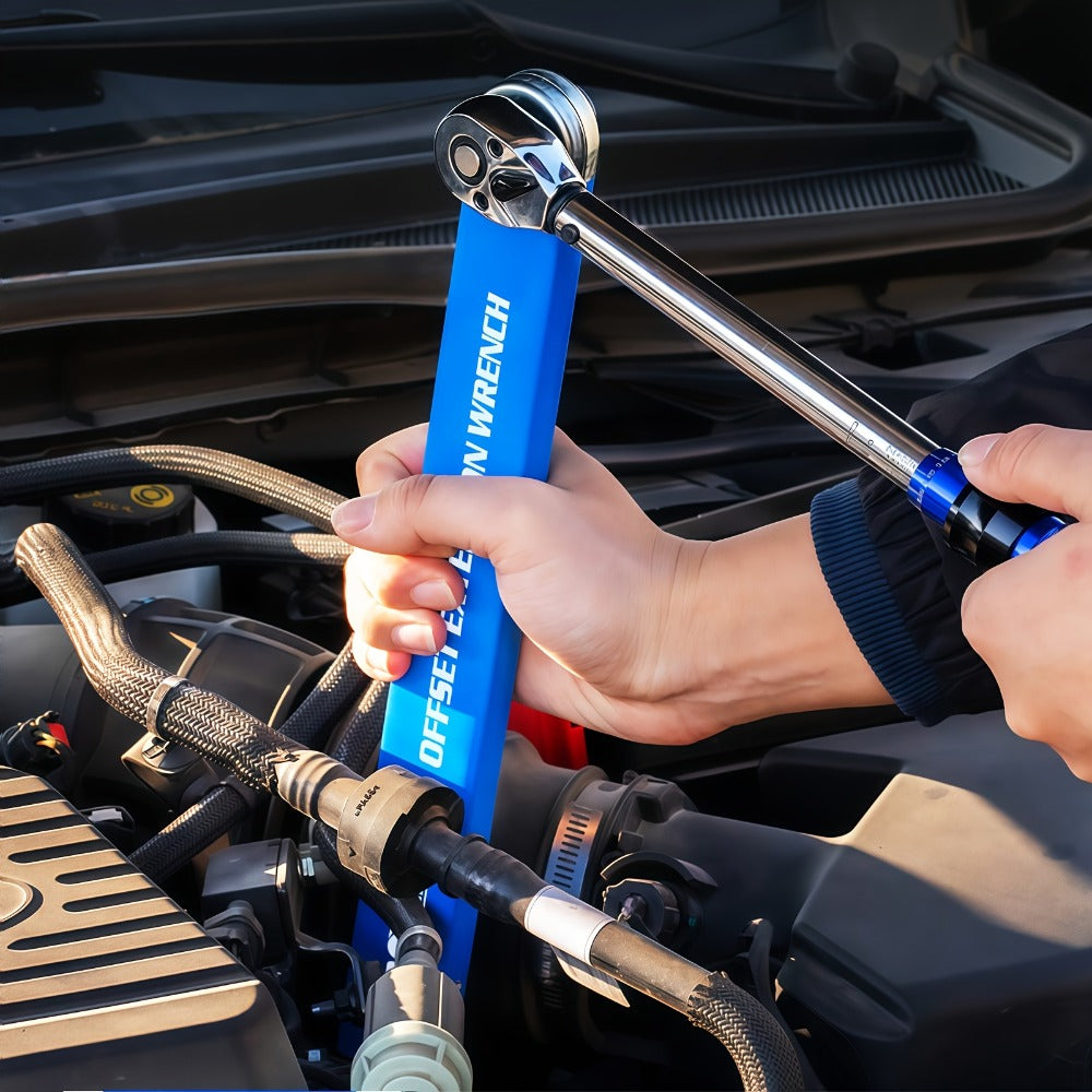 Ratchet Wrench Set 2-in-1 Multi-Function Offset Extension | 1/2" 1/4" 3/8" Square Head Adapters | 180° Swivel High Torque Non-Slip Handle | Durable Metal Automotive Repair Hand Too - product image 18